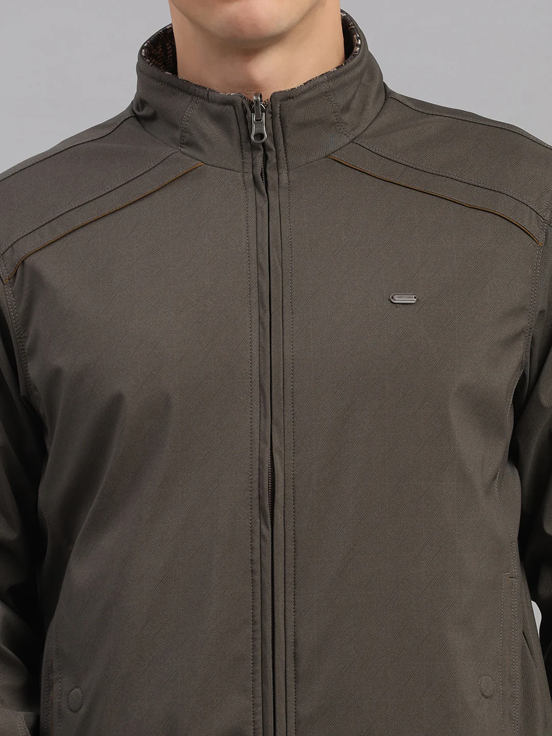 Men Grey Solid Collar Full Sleeve Reversible Jacket - Image 10