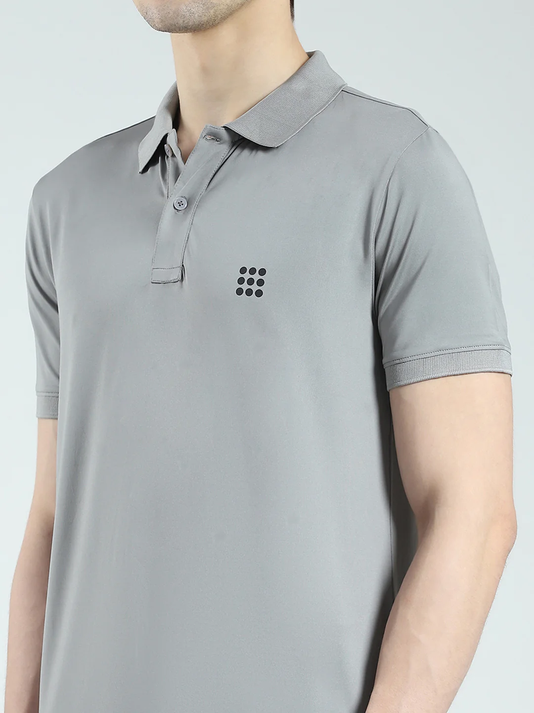 Rock.it Men Grey Solid Collar Half Sleeve T-Shirt - Image 6