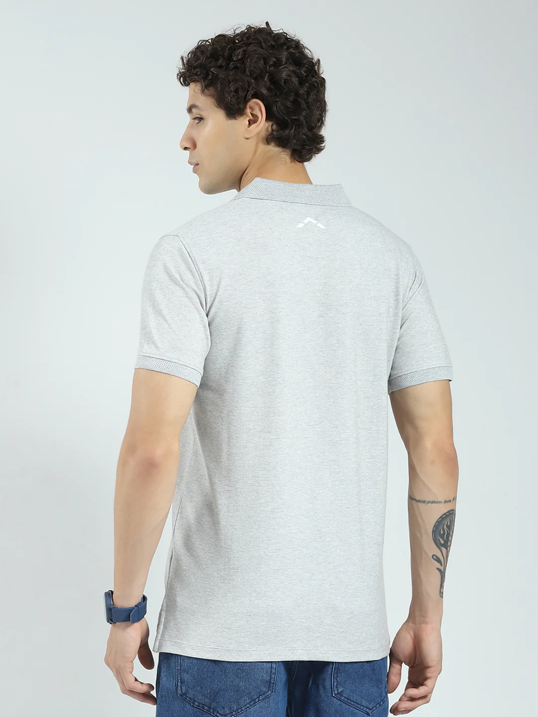 Rock.it Men Grey Solid Collar Half Sleeve T-Shirt - Image 5