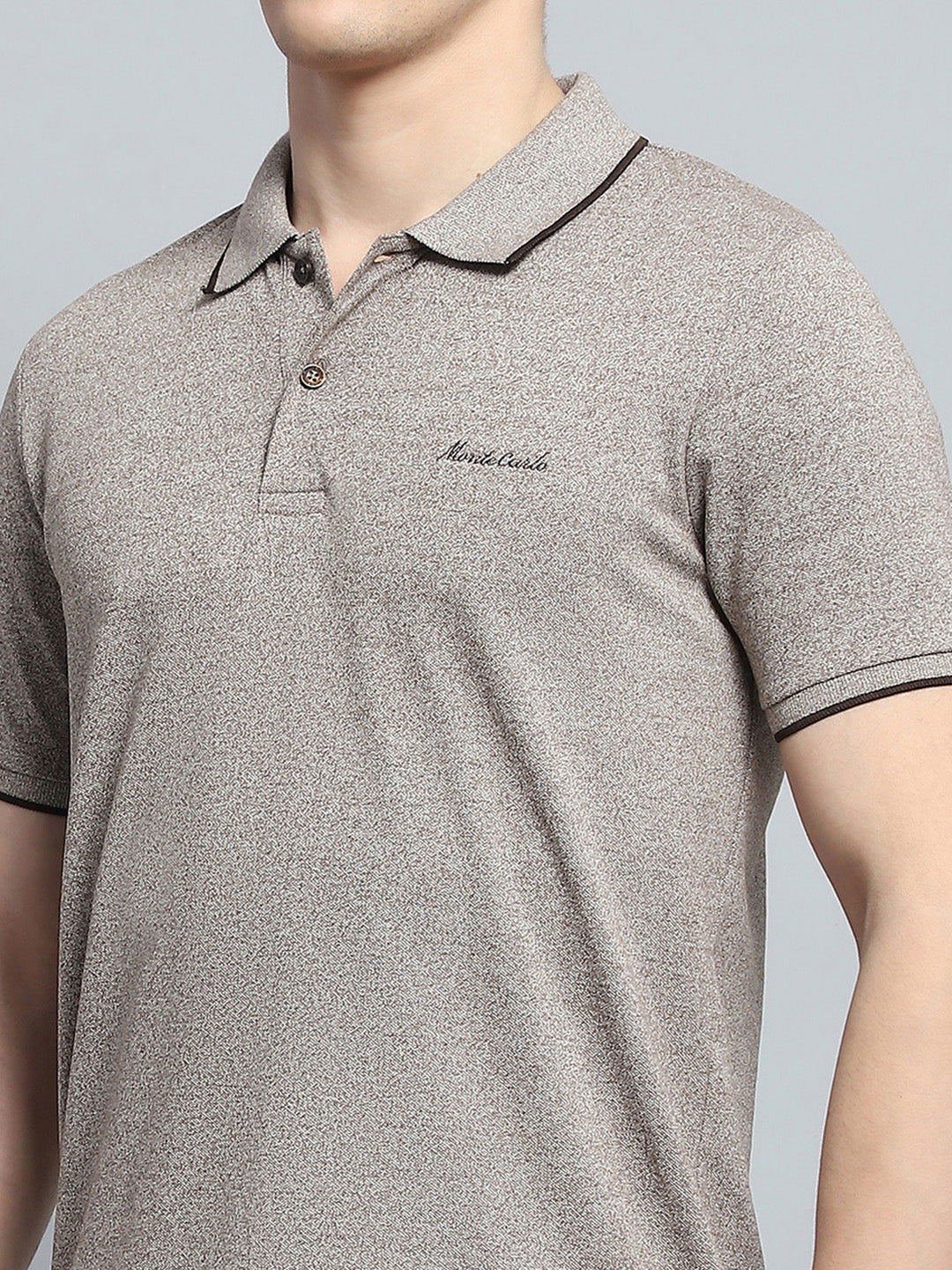 Men Grey Solid Collar Half Sleeve T-Shirt - Image 7