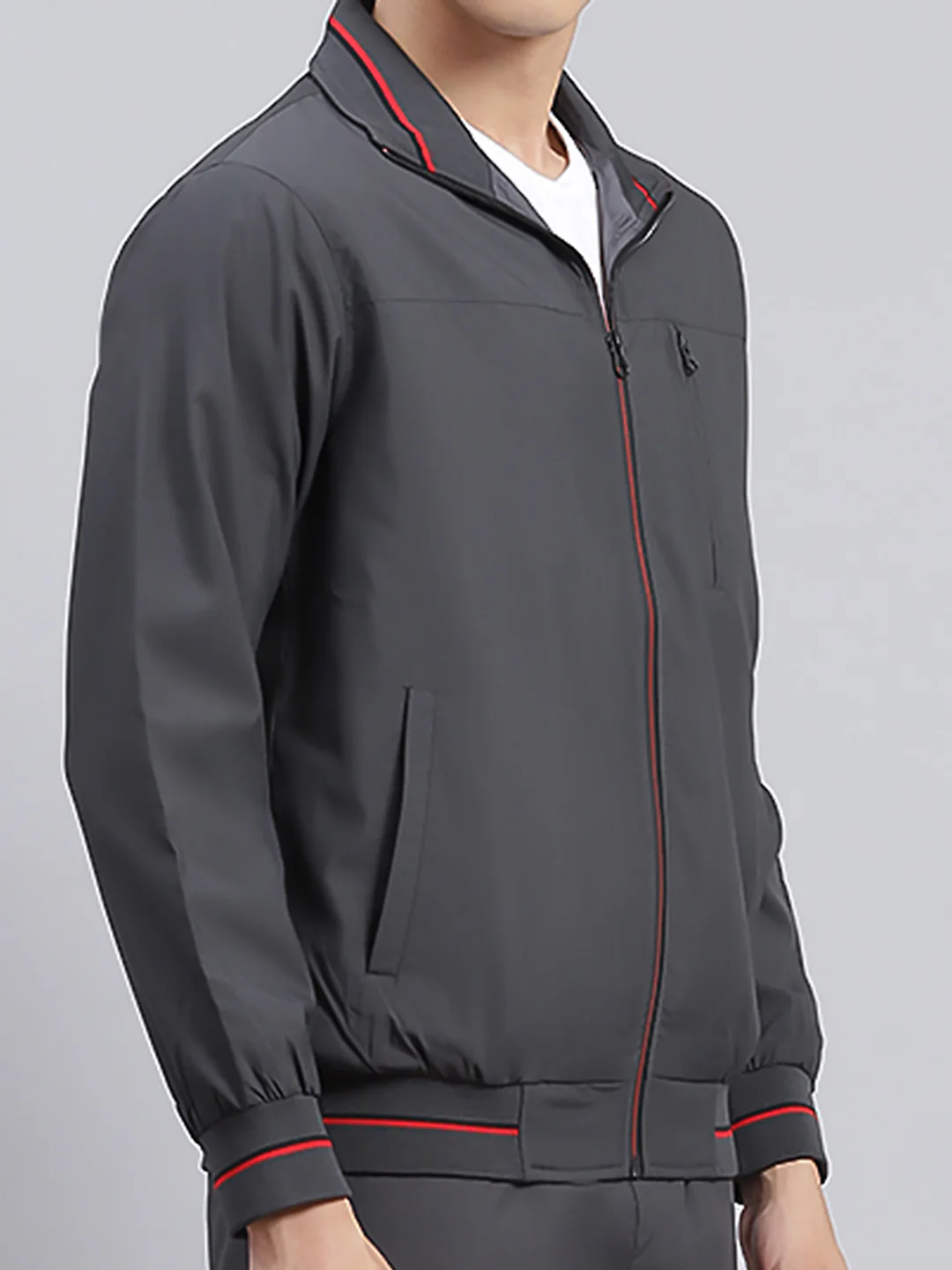 Men Grey Solid Cotton Blend Track Suit - Image 6