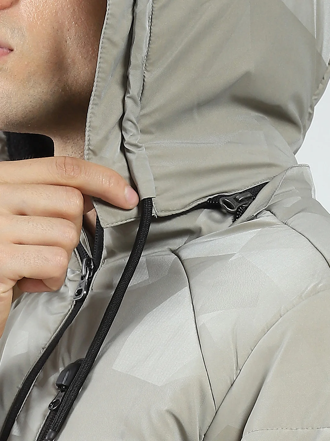 Men Grey Solid Detachable Hood Full Sleeve Jacket - Image 7