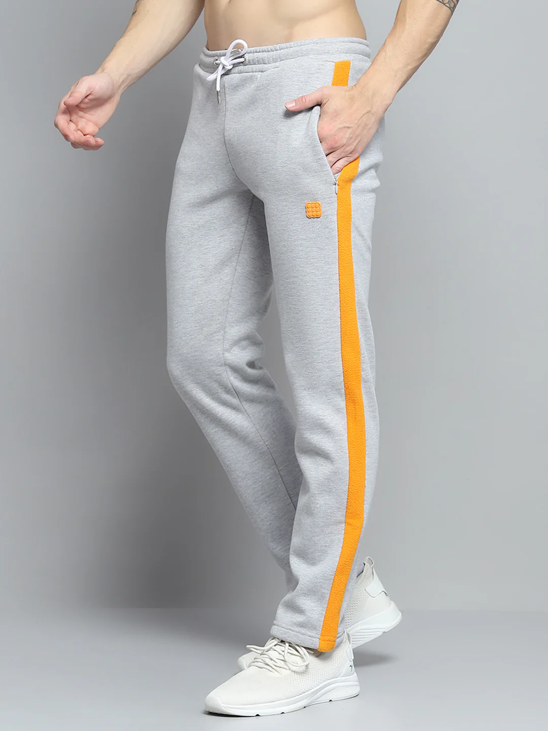 Rock.it Men Grey Solid Hooded Full Sleeve Winter Tracksuit - Image 8