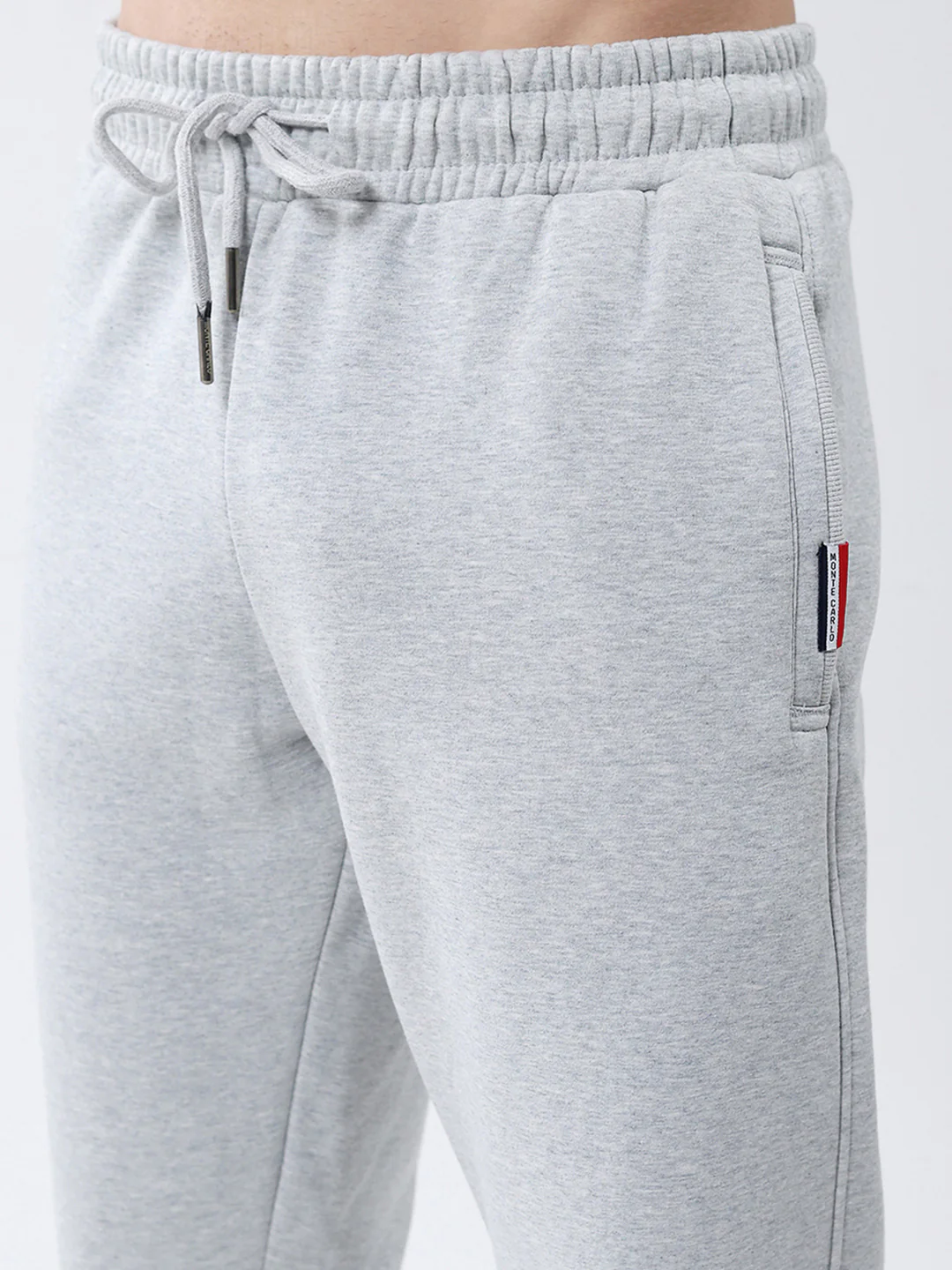 Men Grey Solid Mock Neck Full Sleeve Winter Tracksuit - Image 8