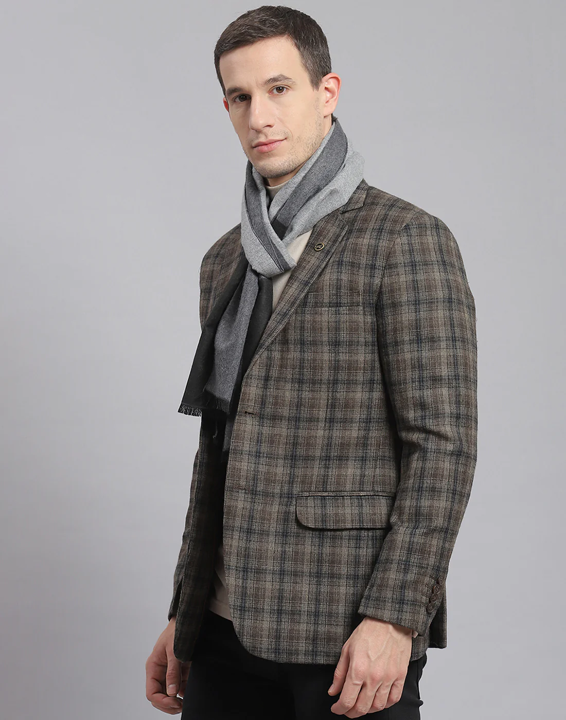 Men Grey Solid Muffler - Image 3