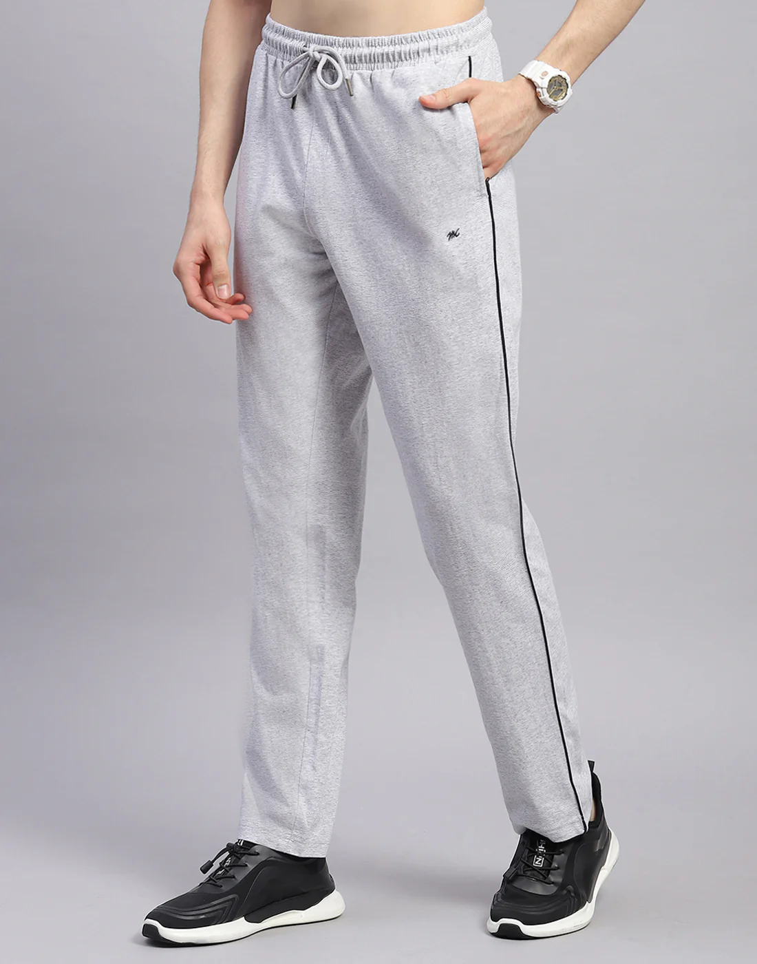 Men Grey Solid Polo Collar Half Sleeve Lower Set - Image 6