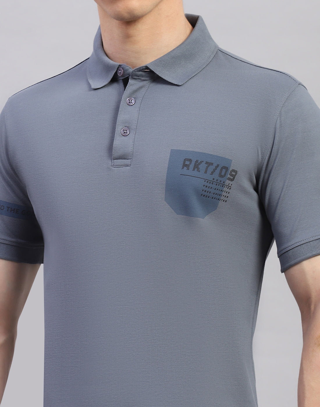 Rock.it Men Grey Solid Polo Collar Half Sleeve T-Shirt - Image 6