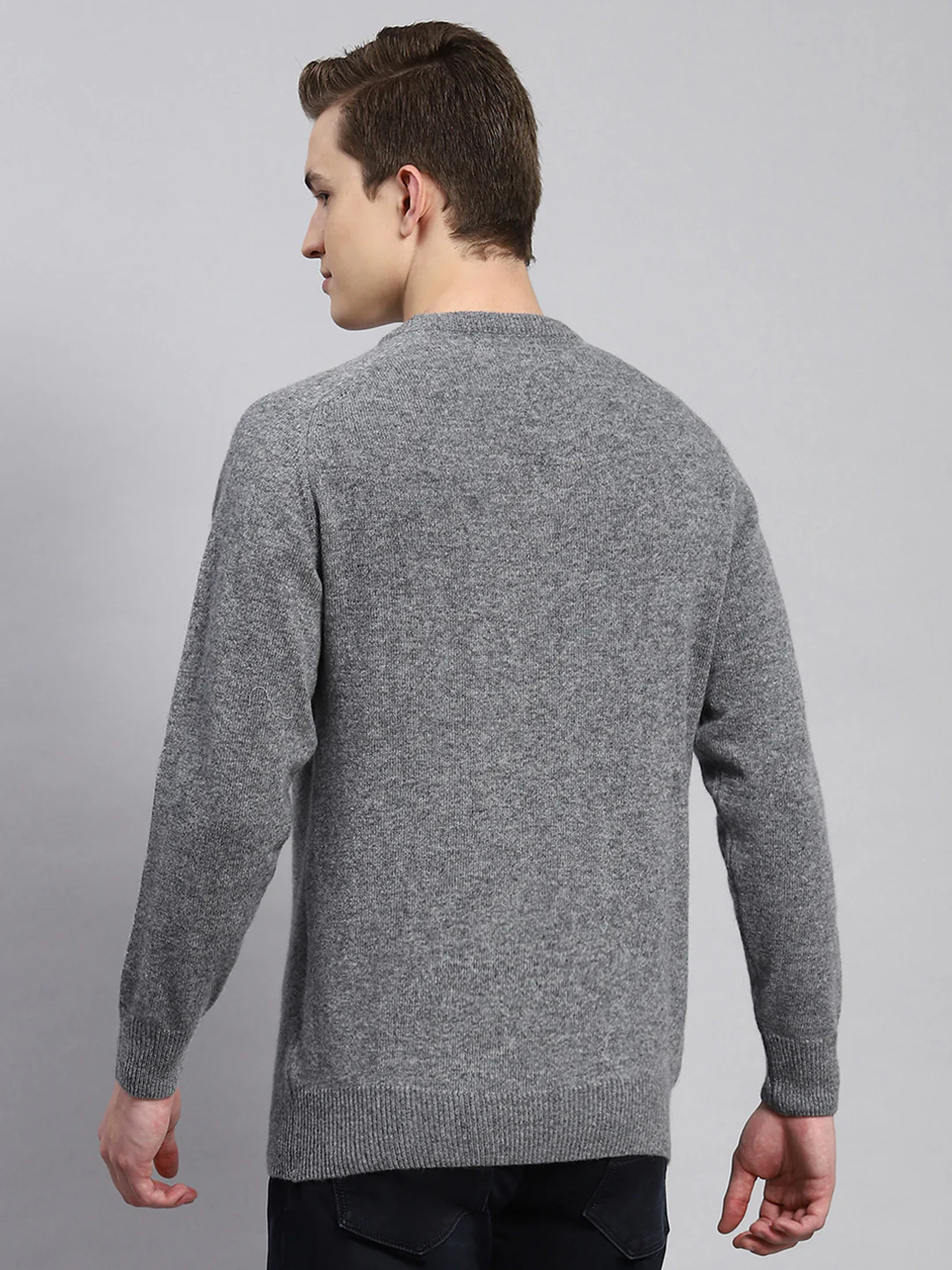 Men Grey Solid Pullover - Image 5