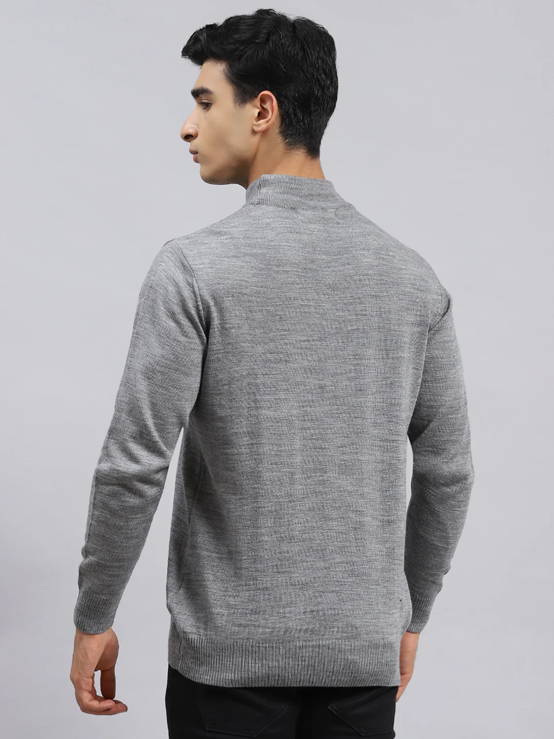 Men Grey Solid Pullover - Image 5