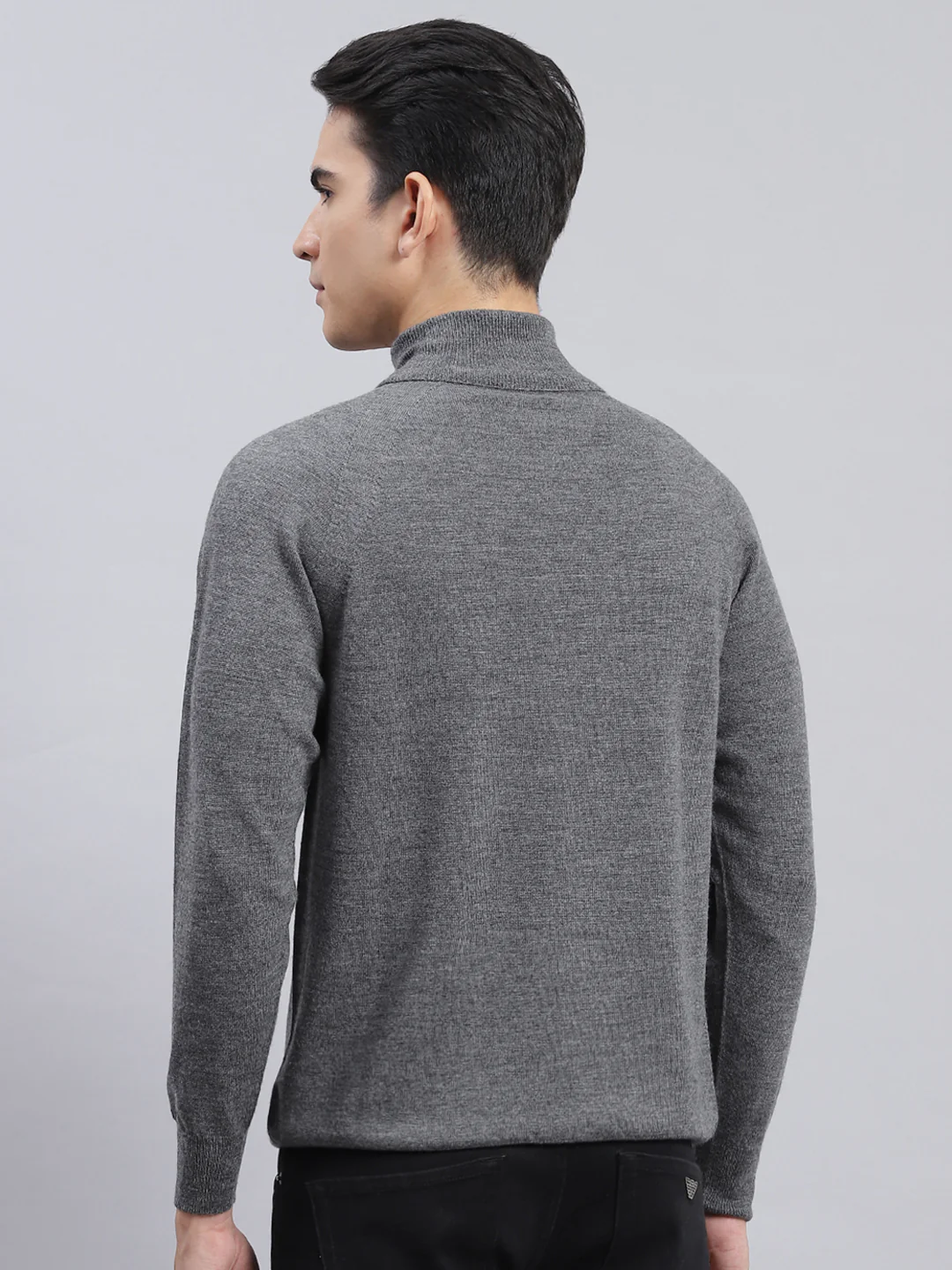 Men Grey Solid Pure wool Pullover - Image 5