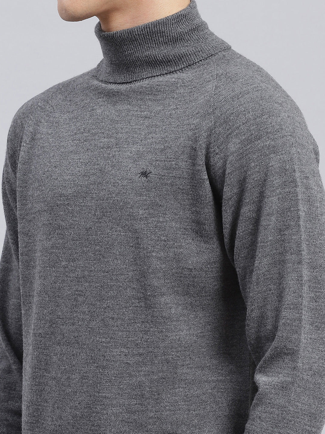 Men Grey Solid Pure wool Pullover - Image 6