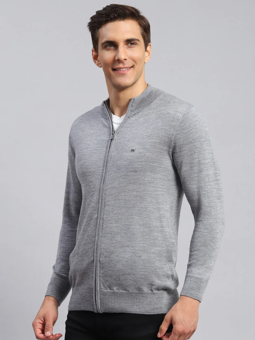 Men Grey Solid Pure wool Pullover - Image 4