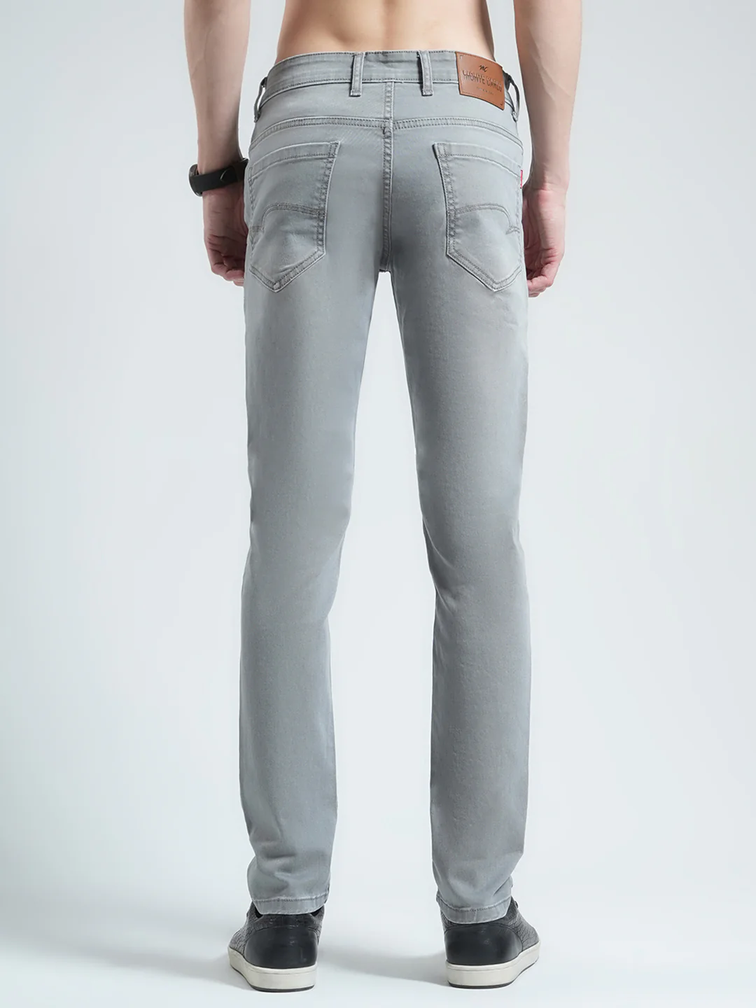 Men Grey Solid Skinny Fit Denim - Image 5