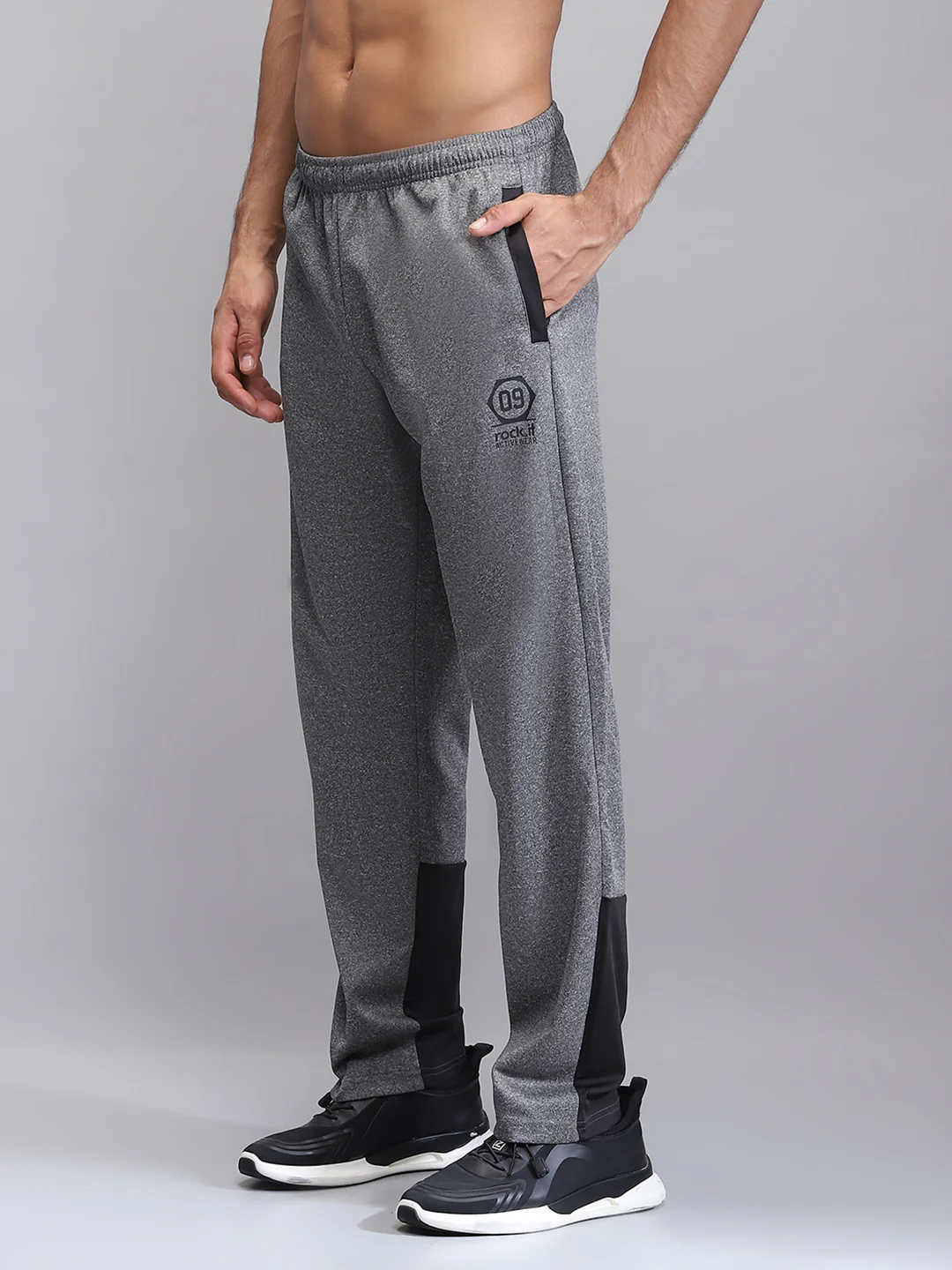 Rock.it Men Grey Solid Regular Fit Lower - Image 3