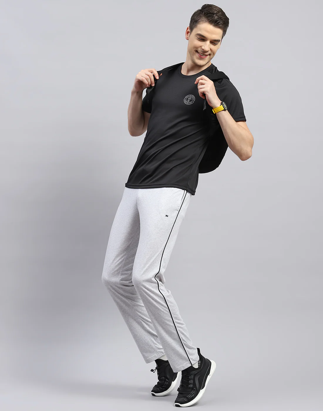 Men Grey Solid Regular Fit Lower - Image 2