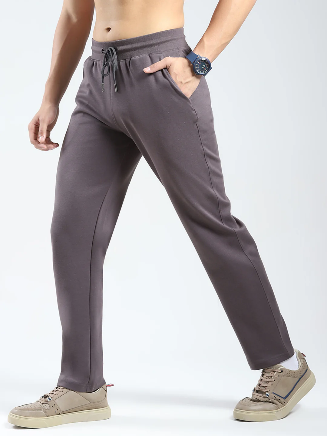 Rock.it Men Grey Solid Regular Fit Lower - Image 3
