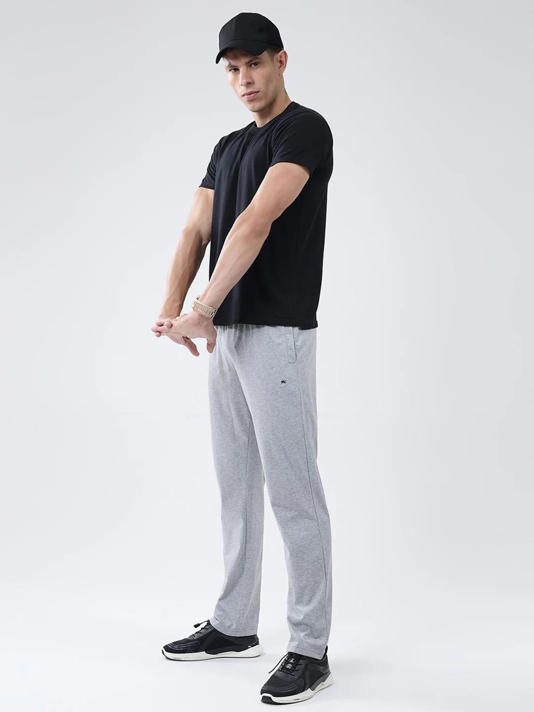 Men Grey Solid Regular Fit Lower - Image 2