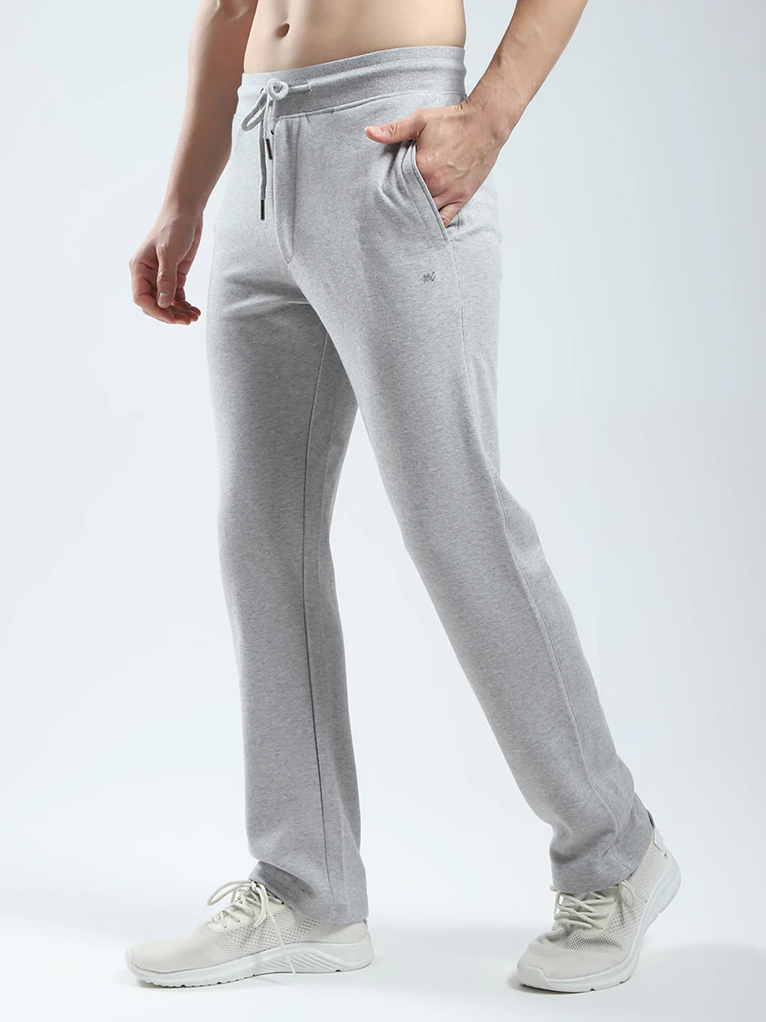 Men Grey Solid Regular Fit Lower - Image 3