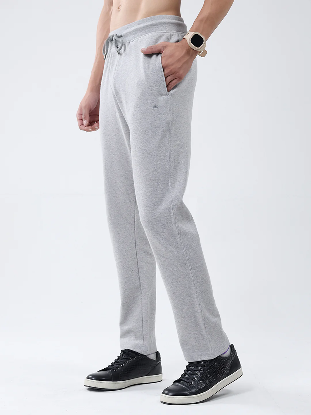 Men Grey Solid Regular Fit Lower - Image 3