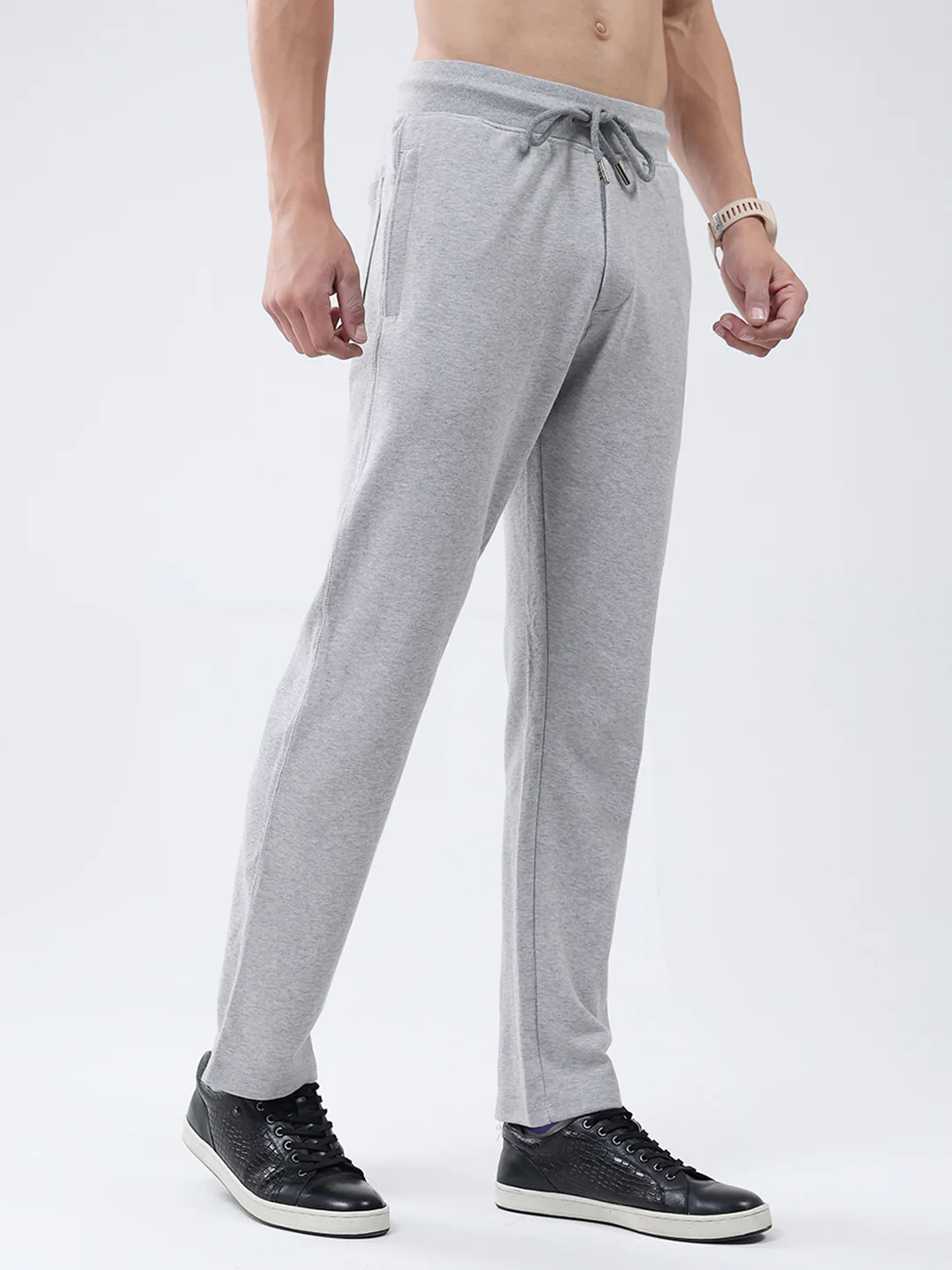 Men Grey Solid Regular Fit Lower - Image 4