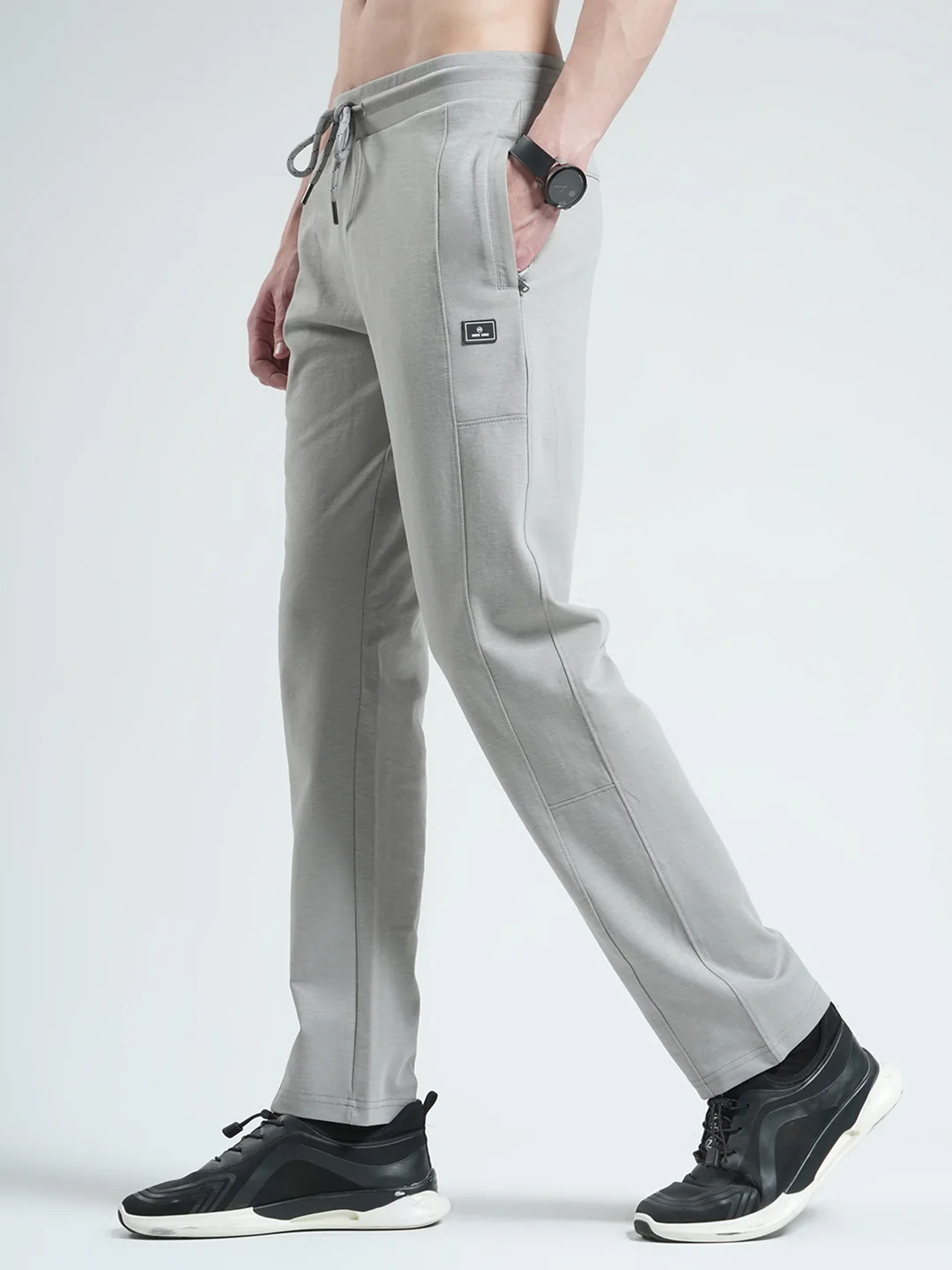 Men Grey Solid Regular Fit Lower - Image 3