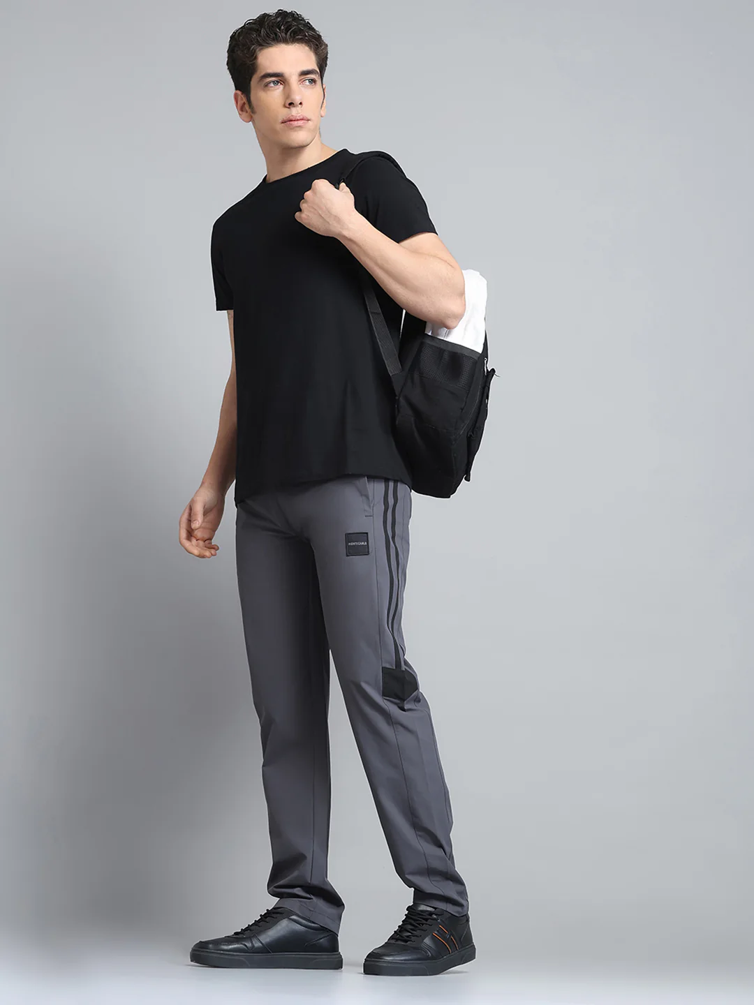 Men Grey Solid Regular Fit Lower - Image 2