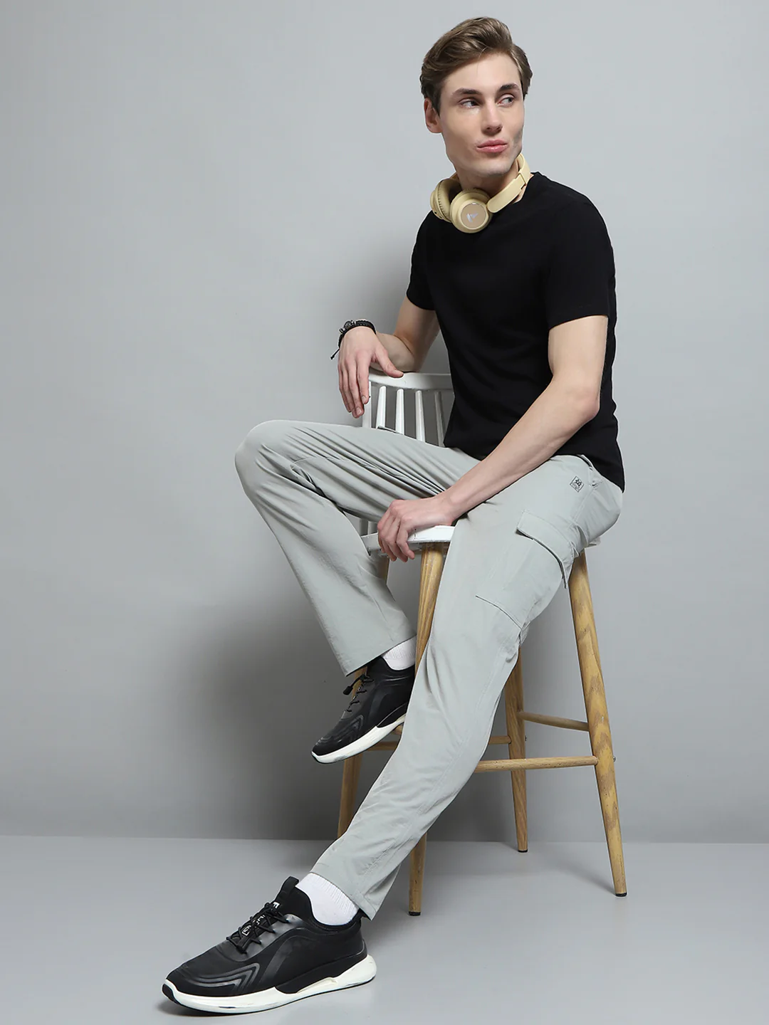 Men Grey Solid Regular Fit Lower - Image 2