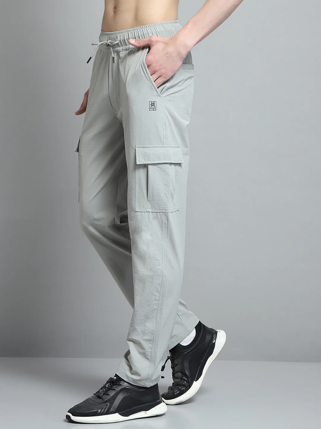 Men Grey Solid Regular Fit Lower - Image 3
