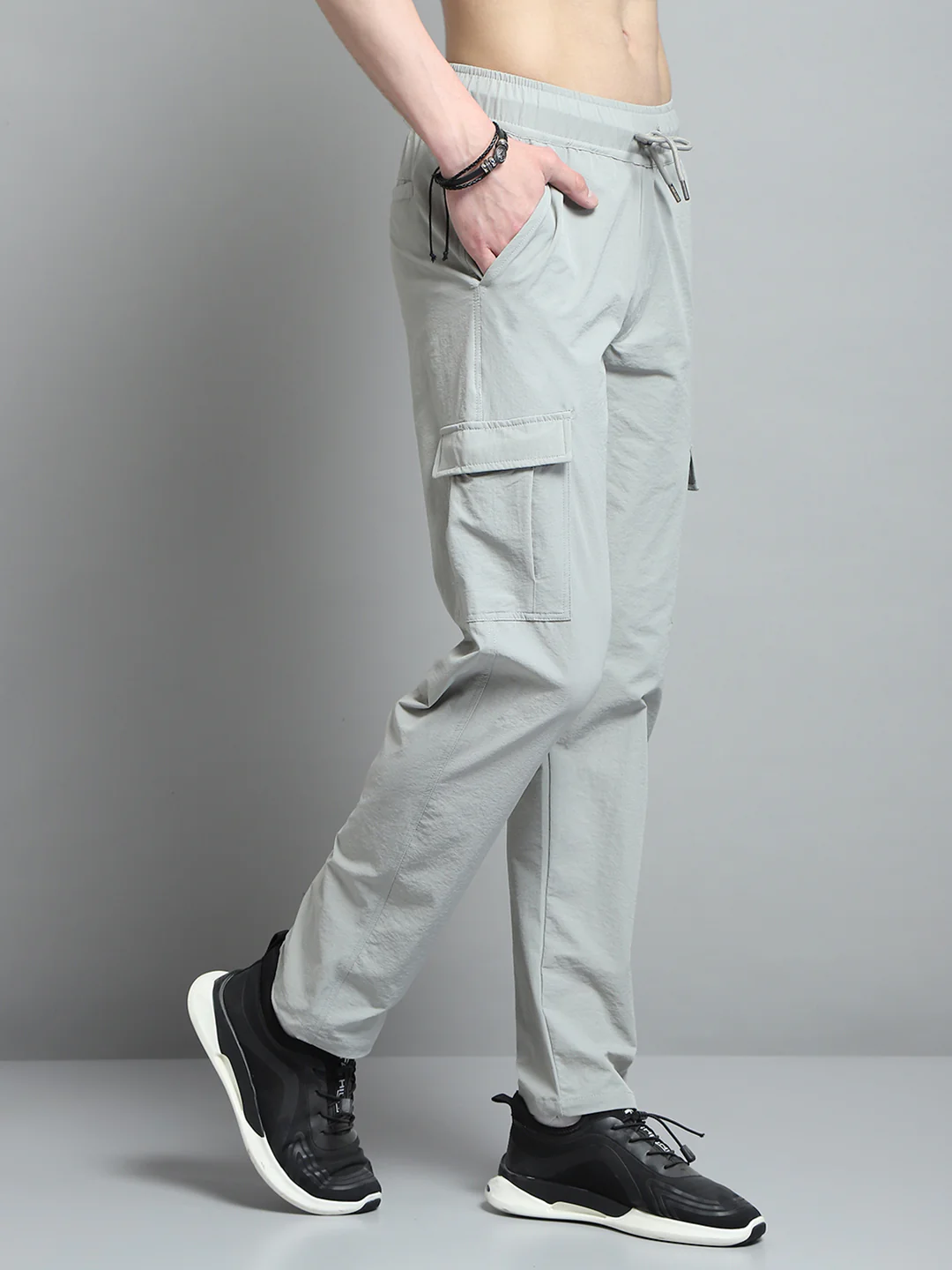 Men Grey Solid Regular Fit Lower - Image 4