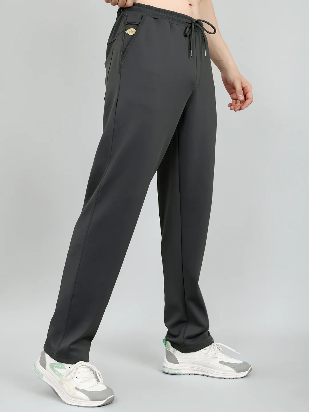 Men Grey Solid Regular Fit Lower - Image 3