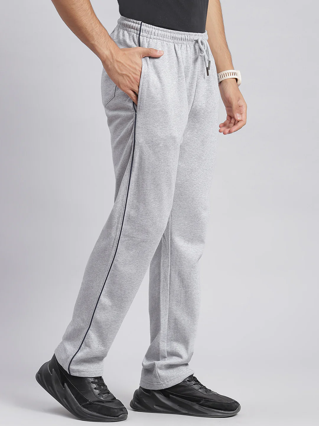 Men Grey Solid Regular Fit Winter Lowers - Image 3