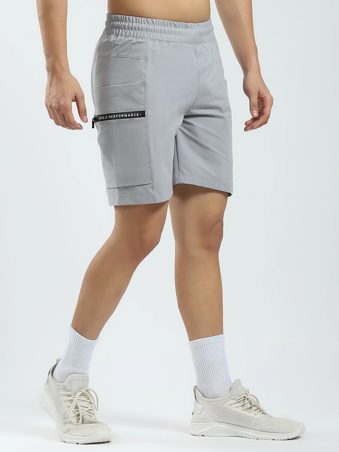 Rock.it Men Grey Solid Regular Fit Short - Image 4