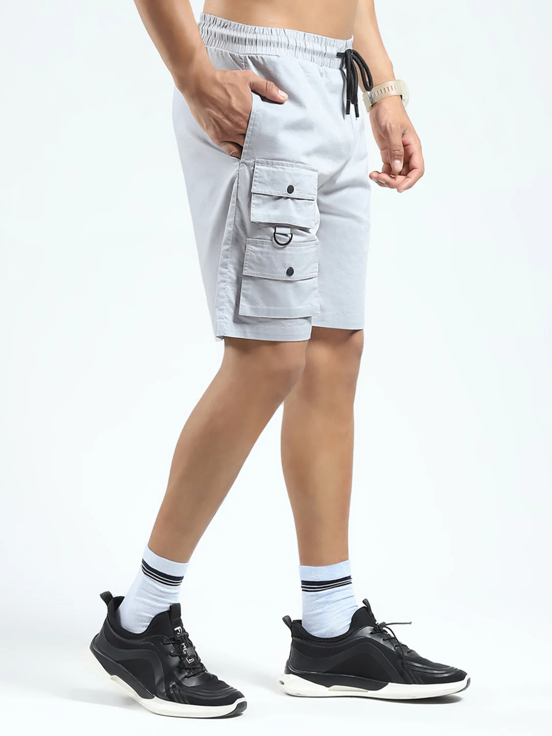 Rock.it Men Grey Solid Regular Fit Shorts - Image 4