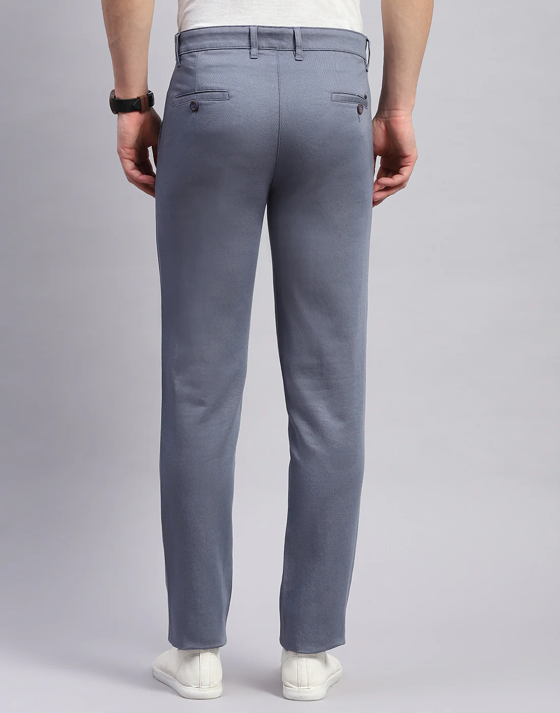 Men Grey Solid Regular Fit Trouser - Image 5