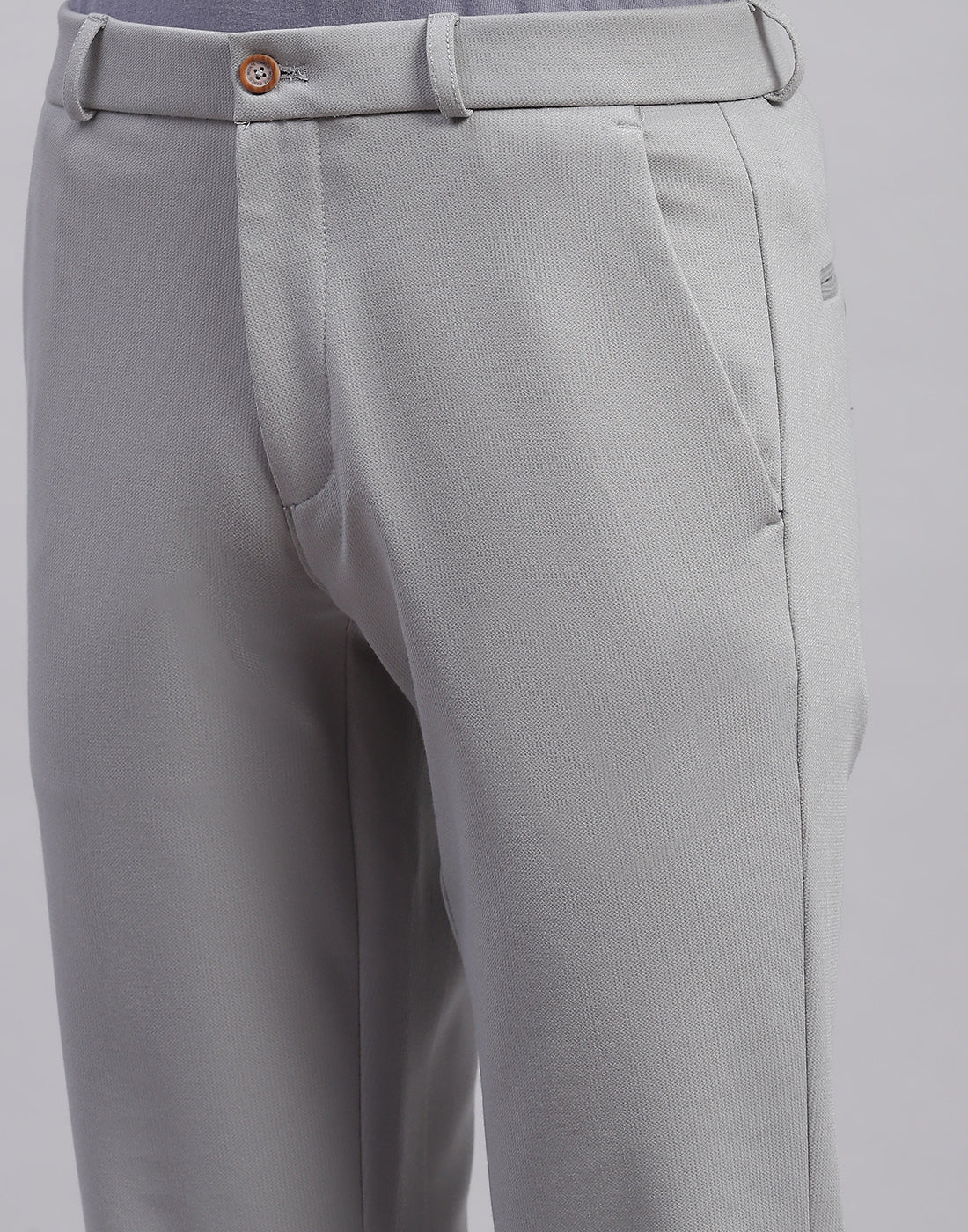 Men Grey Solid Regular Fit Trouser - Image 6