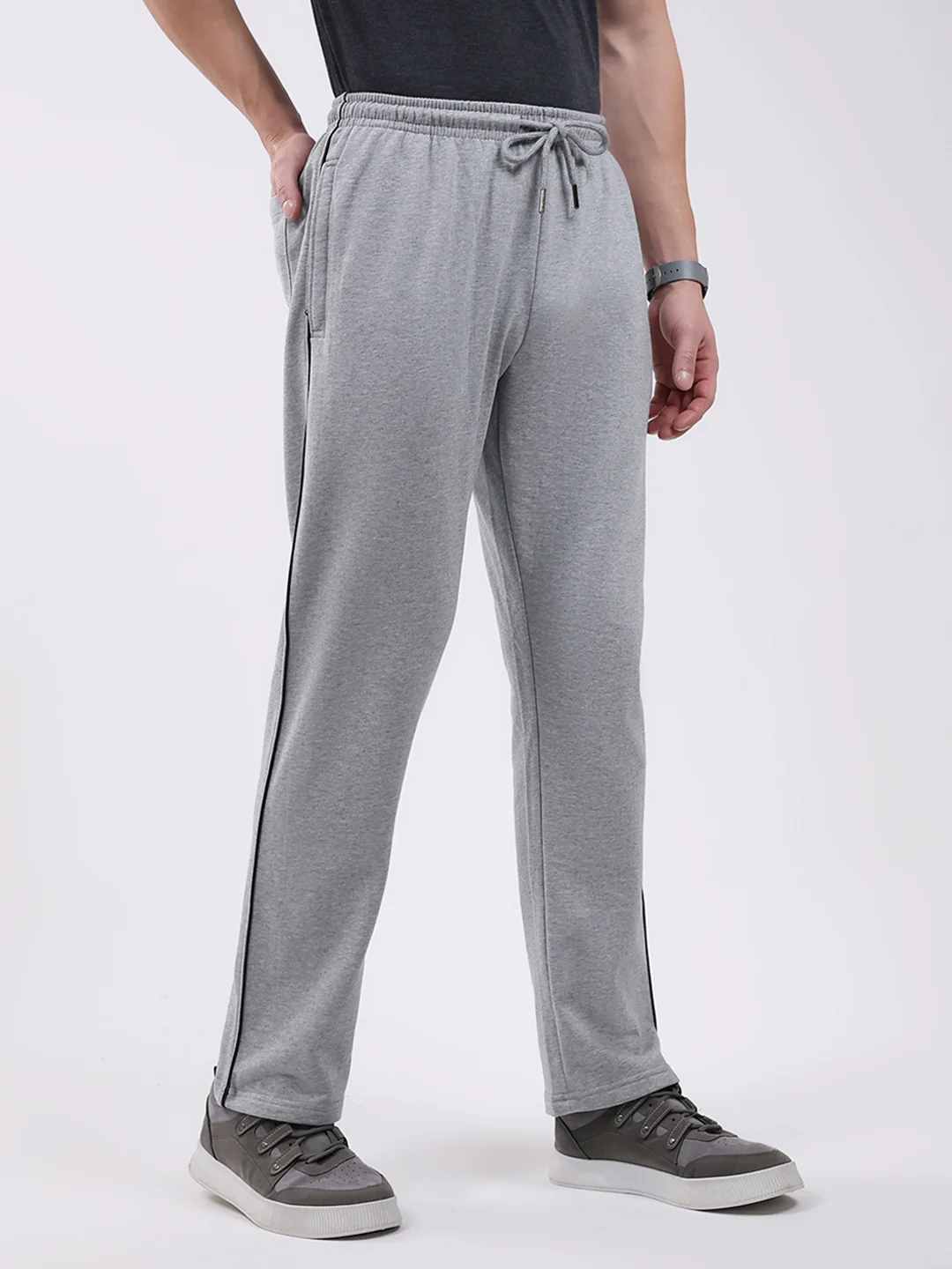 Men Grey Solid Regular Fit Winter Lower - Image 4