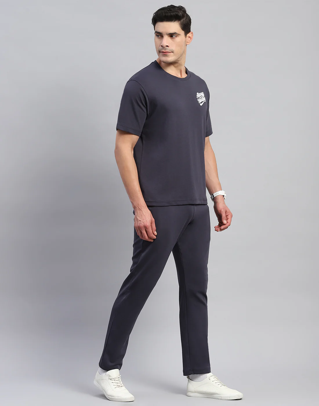Rock.it Men Grey Solid Round Neck Half Sleeve Lower Set - Image 4