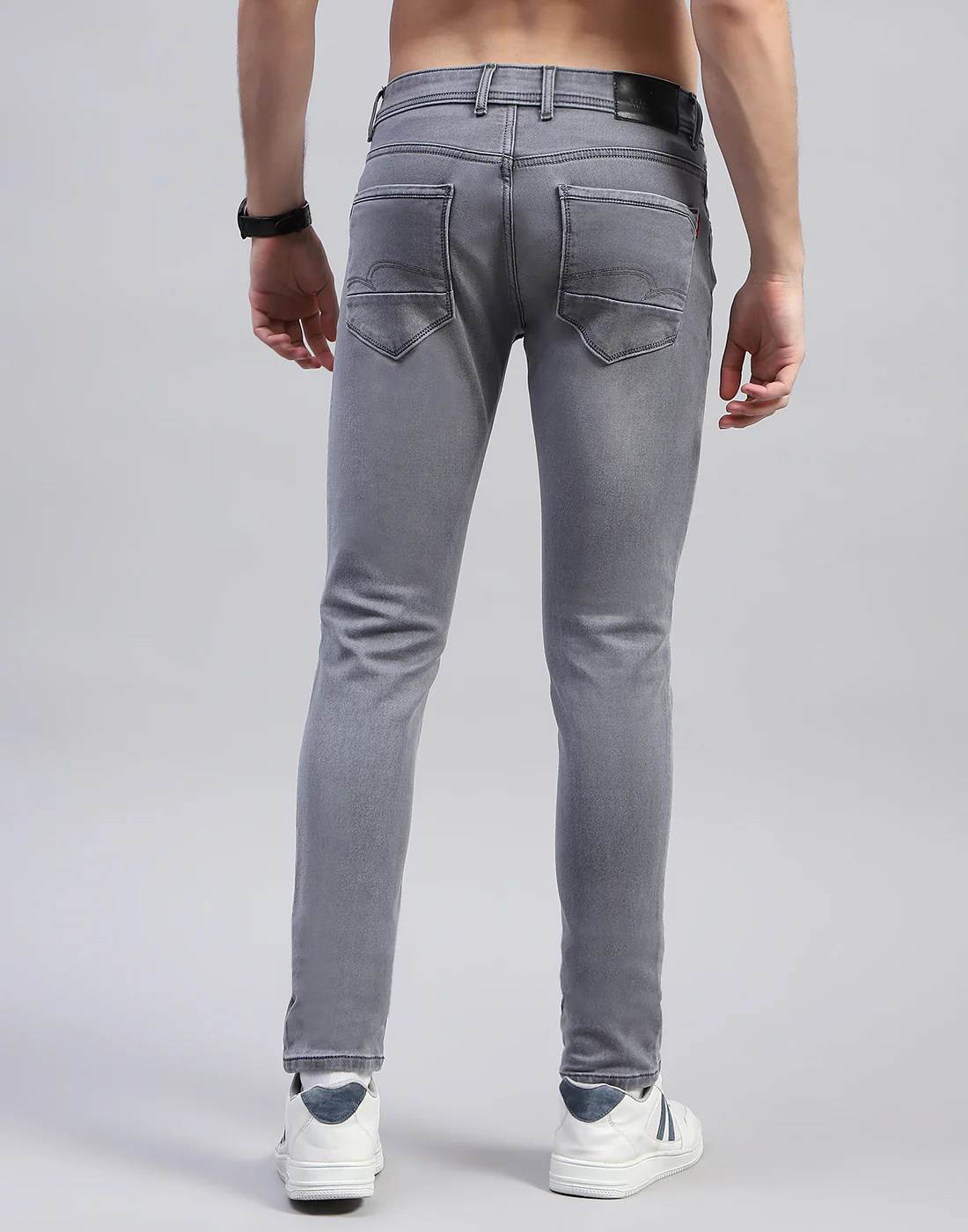 Men Grey Solid Skinny Fit Denim - Image 5