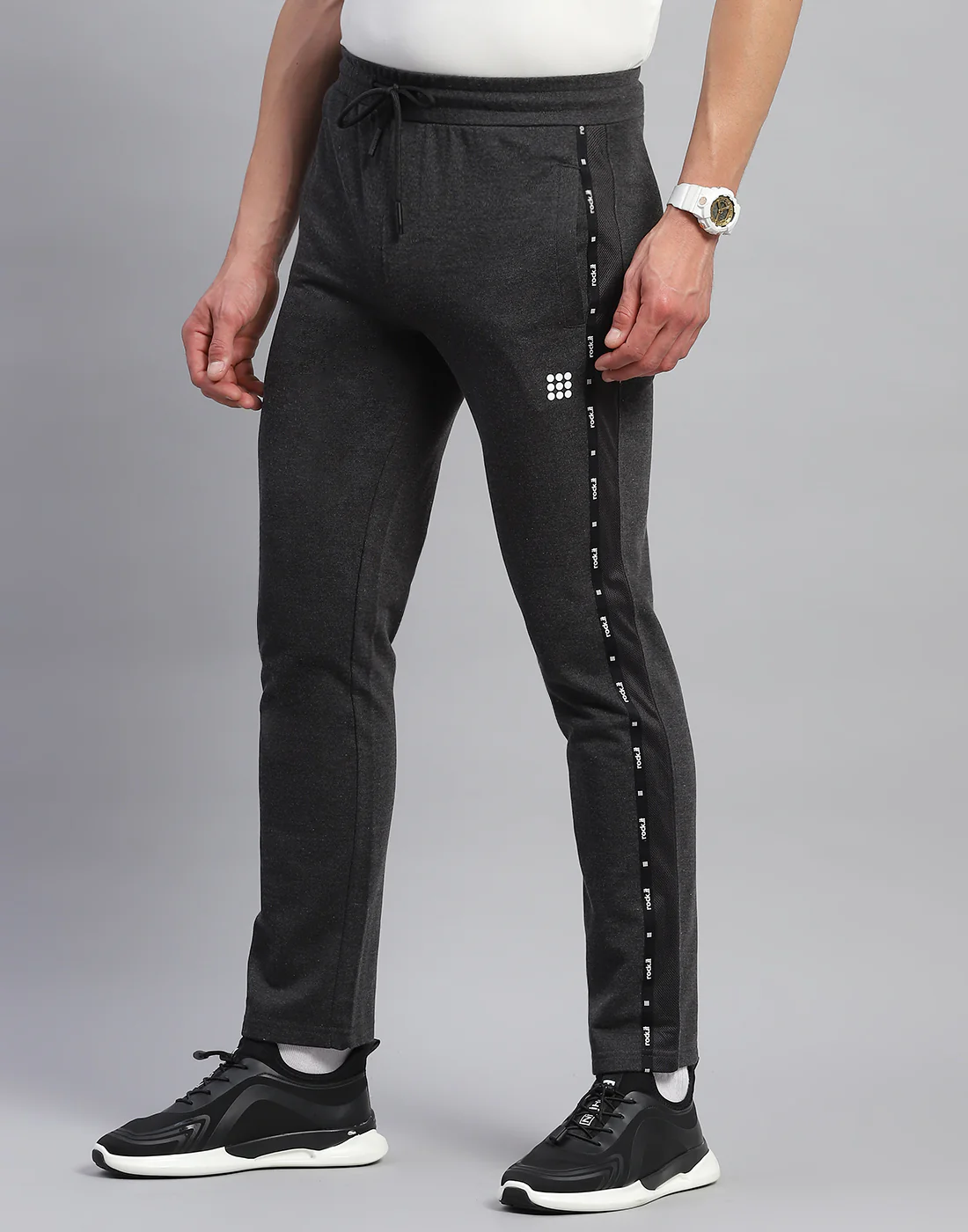 Rock.it Men Grey Solid Slim Fit Lower - Image 3