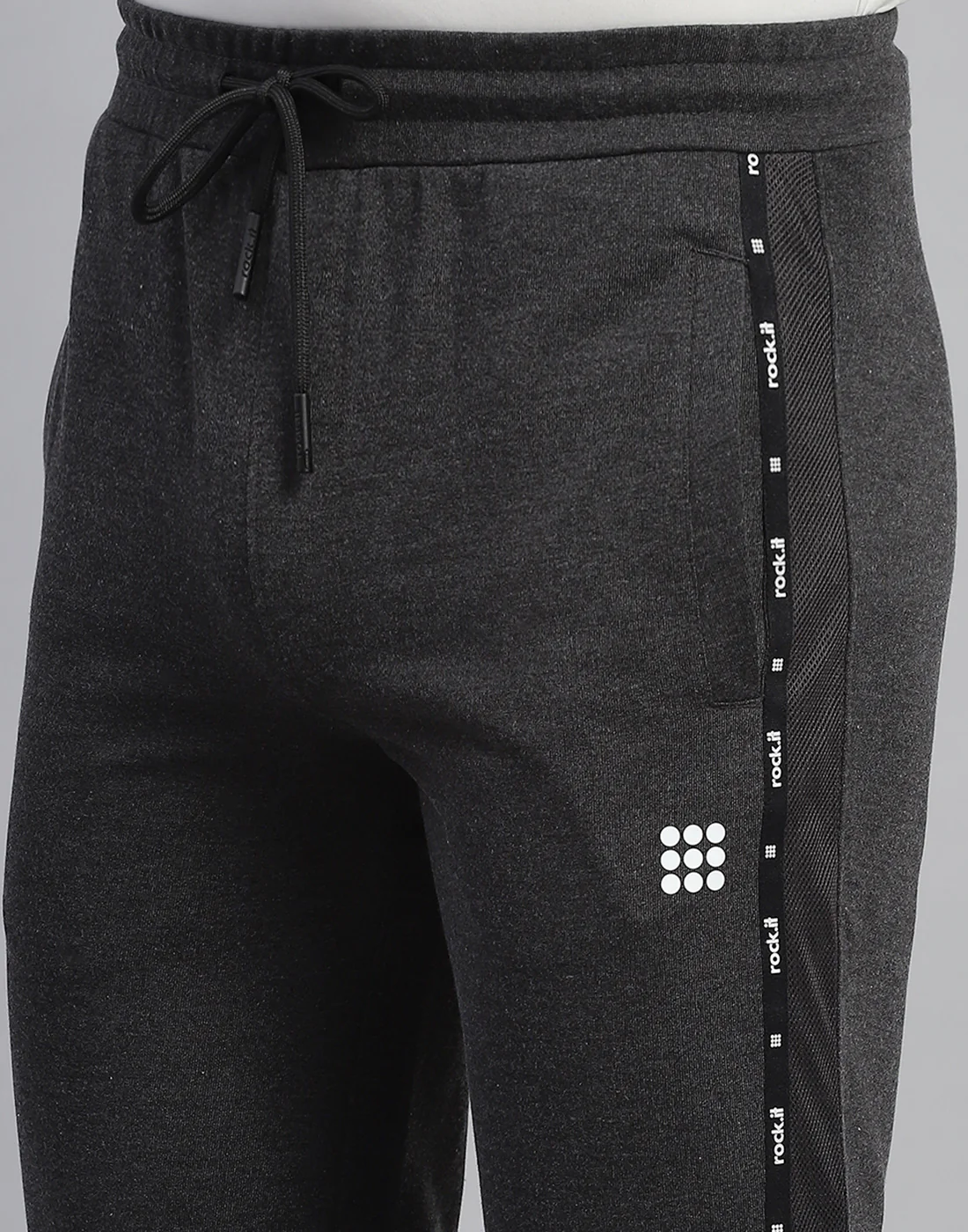 Rock.it Men Grey Solid Slim Fit Lower - Image 6