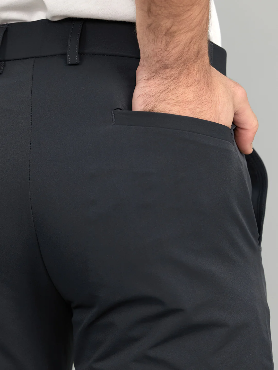 Men Grey Solid Slim Fit Trouser - Image 6