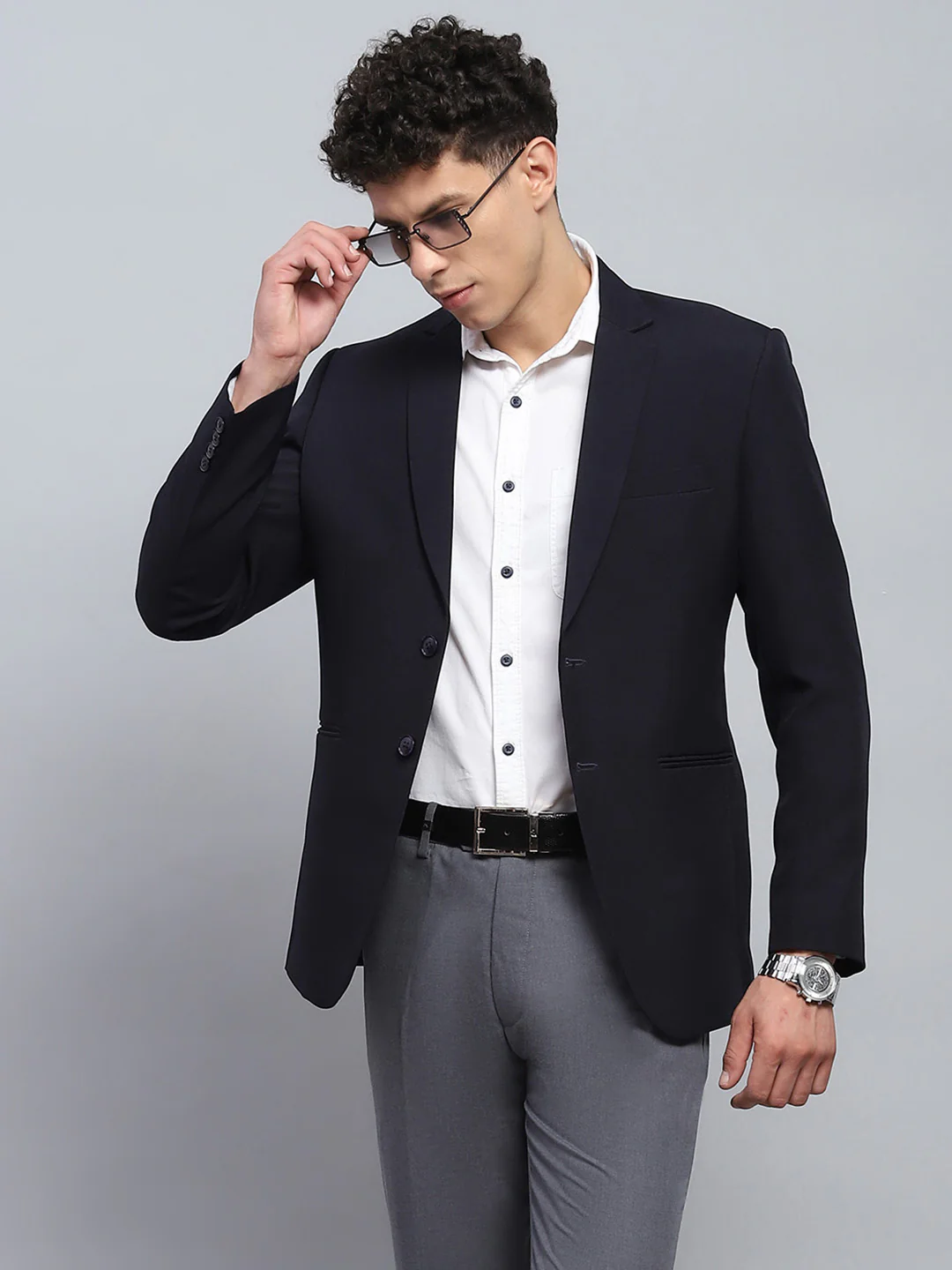 Men Grey Solid Smart Fit Trouser - Image 6