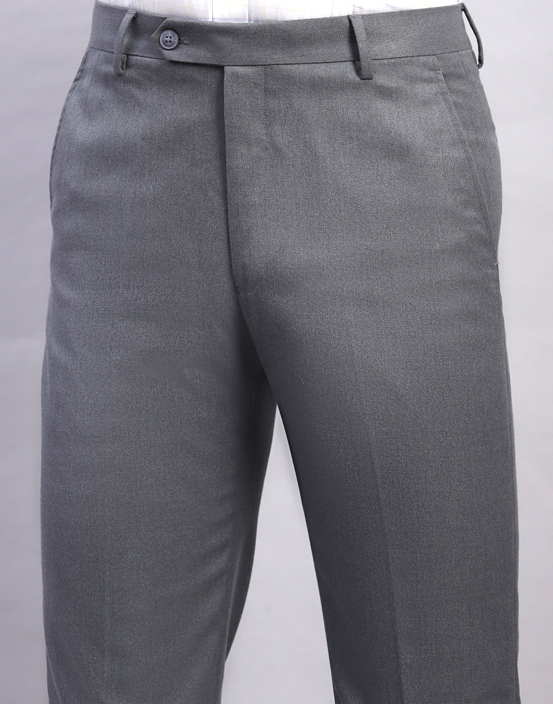 Men Grey Solid Smart Fit Trouser - Image 6