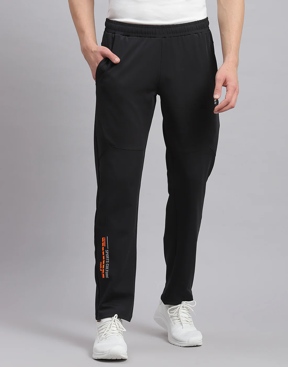 Rock.it Men Grey Solid Stand Collar Full Sleeve Tracksuit - Image 6