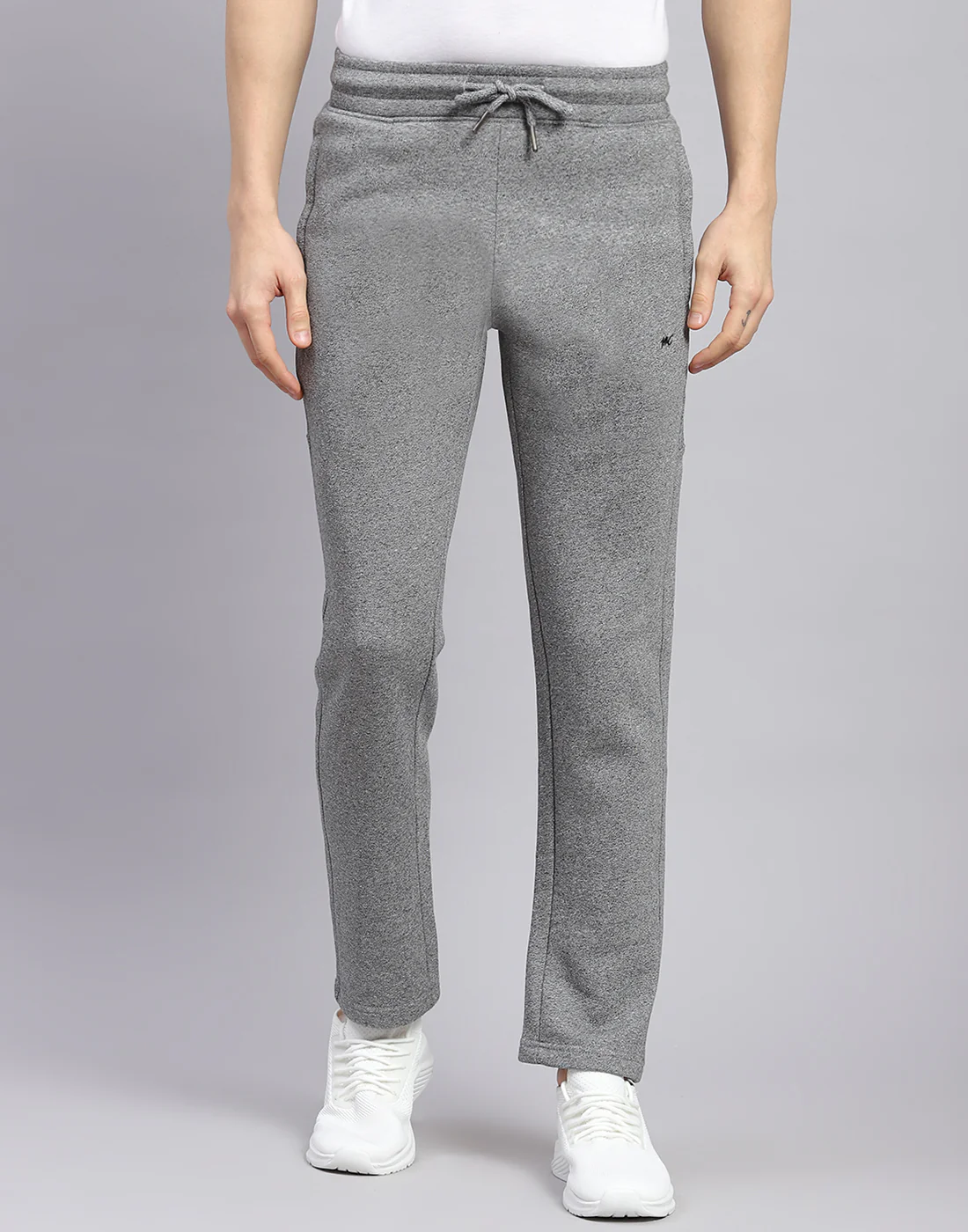 Men Grey Solid Stand Collar Full Sleeve Tracksuit - Image 8