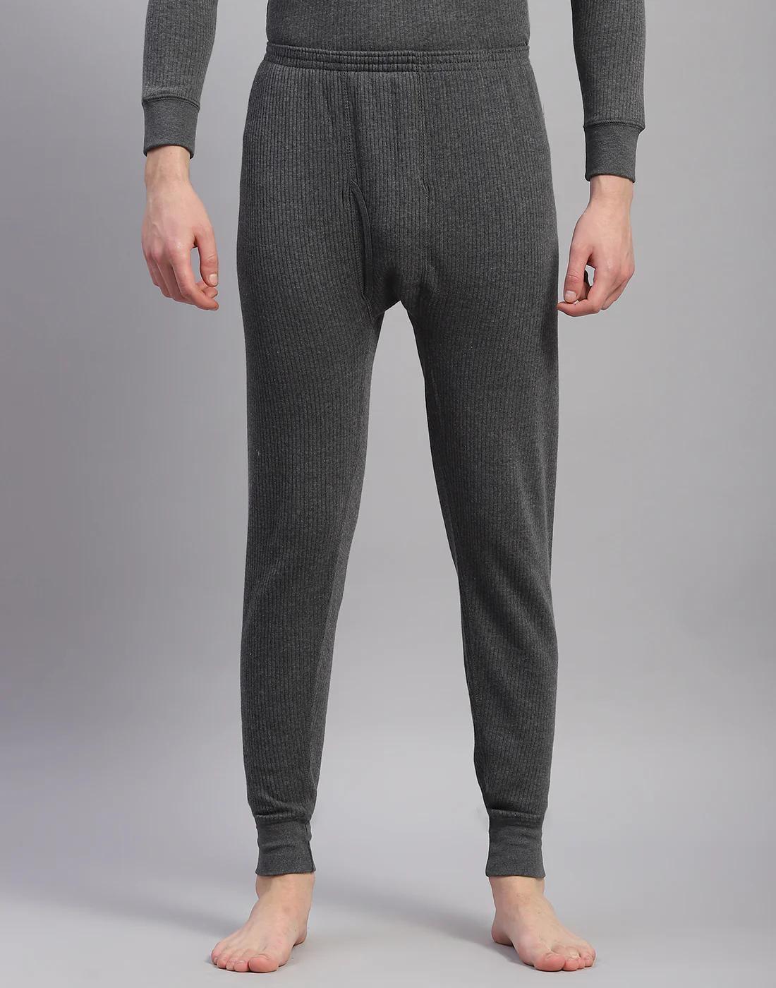 Men Grey Solid Thermal Lower - Image 2