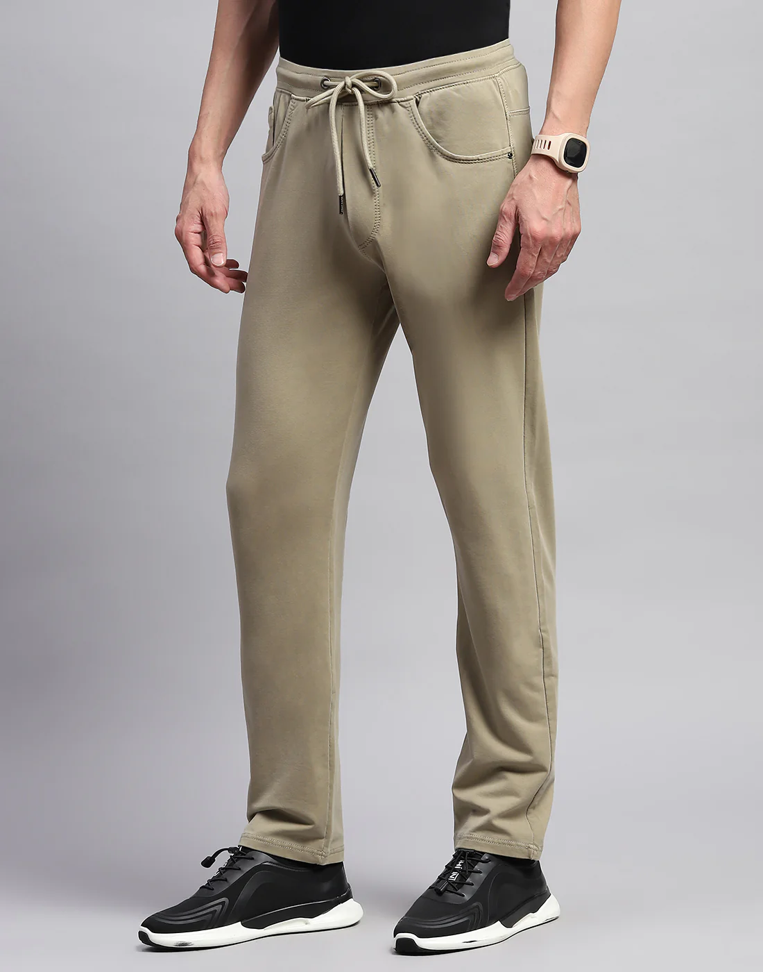 Men Khaki Solid Regular Fit Lower - Image 3