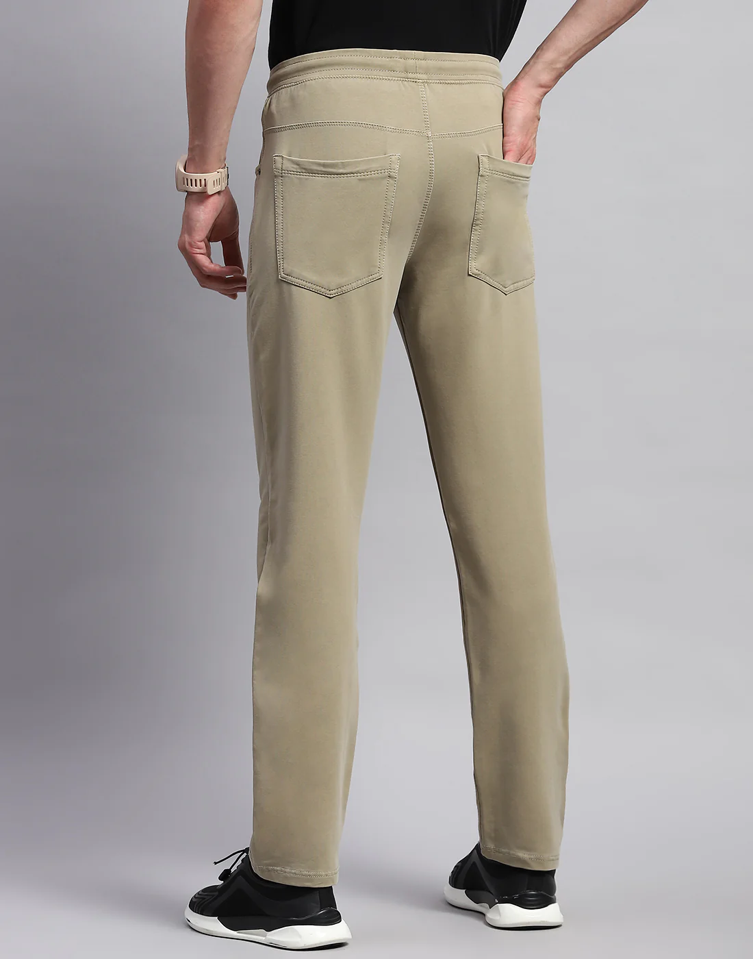 Men Khaki Solid Regular Fit Lower - Image 5