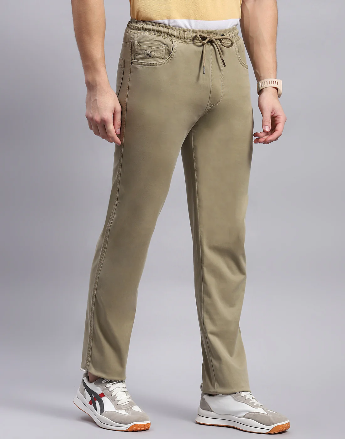 Men Khaki Solid Regular Fit Lower - Image 4