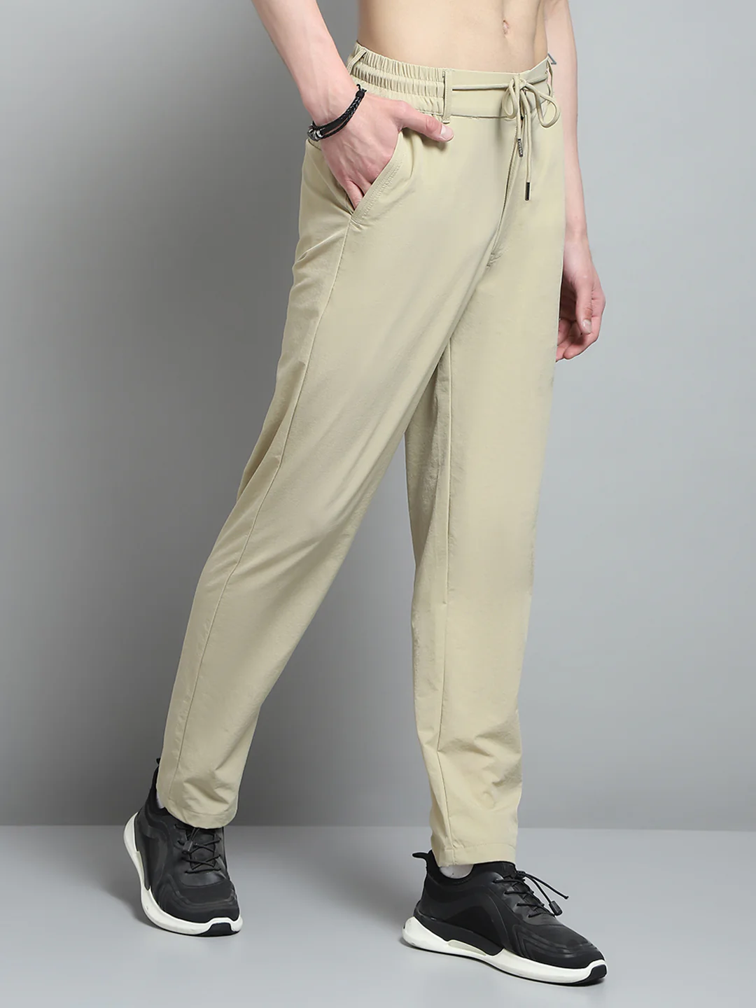 Men Khaki Solid Regular Fit Lower - Image 4
